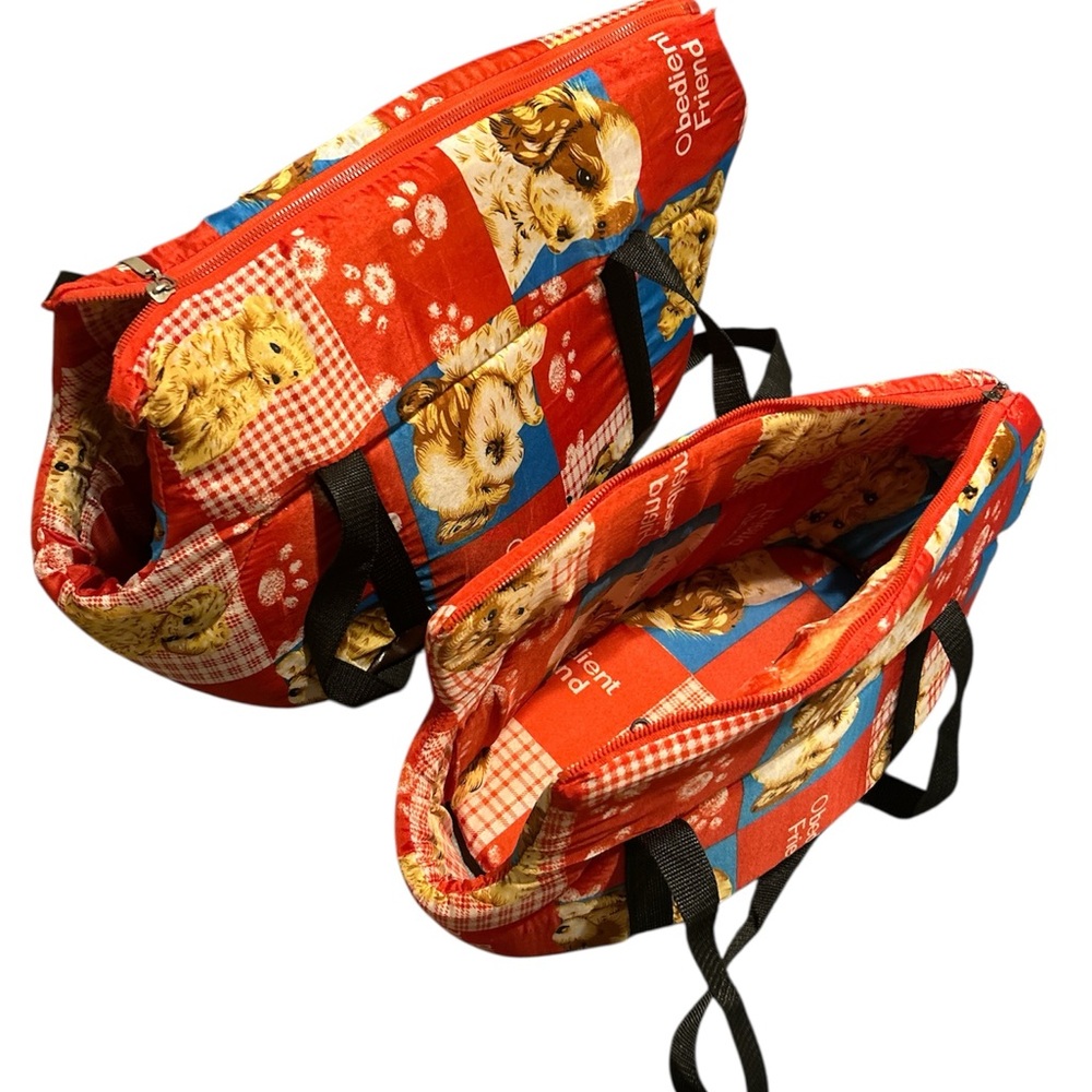 2 Red fabric Pet Carrier with Dog Print Great for your SMALL fur baby ❤️❤️